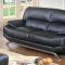 Black Bonded Full Leather Modern Sofa w/Optional Items