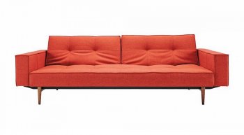 Splitback Eik Sofa Bed w/Arms in Burnt Orange by Innovation [INSB-Splitback Styletto-524 Oran]