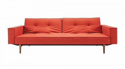 Splitback Eik Sofa Bed w/Arms in Burnt Orange by Innovation