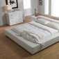 Elegant White Leatherette Upholstered Platform Bed