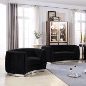 Julian Sofa 621 in Black Velvet Fabric by Meridian w/Options