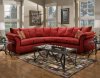 Red Fabric Modern 2Pc Sectional Sofa w/Wooden Legs