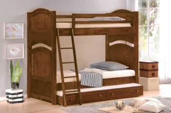 Aris Twin/Twin Bunk Bed B1422 in Cherry by Homelegance w/Options [HEKB-B1422-1 Aris]