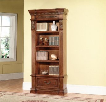 Antique Style Walnut Finish Grand Manor Granada Museum Bookcase