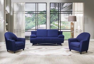 Fantasy Tetris Blue Fabric Sofa Bed by Sunset w/Options