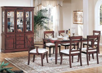 Brown Finish Traditional 7 Piece Dining Set w/Optional Buffet [YTDS-BR6219-Brahma]