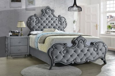 Sandboard Bed 302351 in Grey Velvet by Coaster w/Options