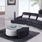 Black Leather Modern 5Pc Sectional Sofa W/Glass Top End Tables