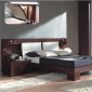 Wenge Finish Modern Wooden Bed With Headboard Storage