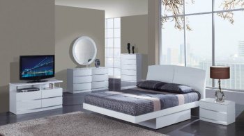 White Finish Modern Stylish Bedroom w/Optional Casegoods [GFBS-Aria-WH]