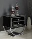 Alyssa Side Table in Black Glass by Meridian w/Chrome Base