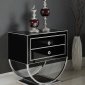 Alyssa Side Table in Black Glass by Meridian w/Chrome Base