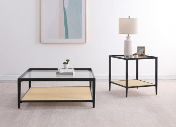 Amherst Coffee Table 3Pc Set 710658 Natural & Black by Coaster [CRCT-710658 Amherst]