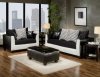 Fabric and Vinyl Two-Tone Modern Sofa & Loveseat Set w/Options