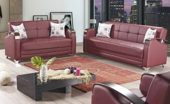 Etro Sofa Bed Convertible in Burgundy Leatherette by Mobista [MTSB-Etro Burgundy]