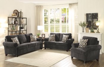 Alessia 2Pc Sofa & Loveseat Set 52828 in Dark Grey Chenille-Acme [AMS-52828-Alessia]