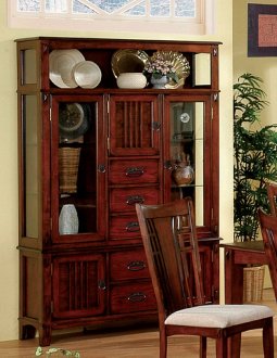 Distressed Walnut Finish Contemporary China Cabinet