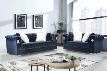 LCL-005 Sofa & Loveseat Set in Navy Blue Velvet [BDS-LCL-005 Navy]