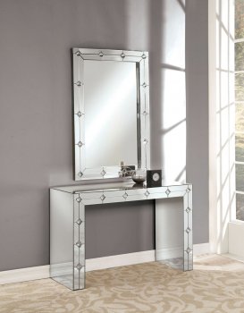 Hessa Console Table & Mirror Set 90242 in Mirror by Acme [AMCT-90242-Hessa]