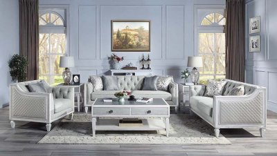 Katia Sofa LV01049 in Light Gray Linen by Acme w/Options