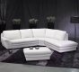 White Leather Contemporary Sectional Sofa w/Ottoman