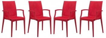 Weave Set of 4 Indoor/Outdoor Chairs MCA19R in Red by LeisureMod [LMDC-MCA19R-Weave Red]