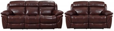 Edinburgh Sofa & Loveseat Set Brown - Leather Italia w/Options