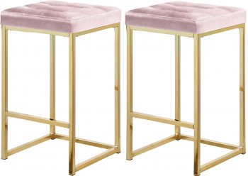 Nicola Counter Stool 906 Set of 2 Pink Velvet Fabric -Meridian [MRBA-906 Nicola Pink]