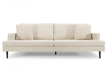 Cream Fabric Modern Sofa w/Cushions & Walnut Wood Legs [INS-Idle-CR]