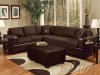 Chocolate Fabric & Espresso Vinyl Modern Sectional Sofa