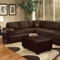 Chocolate Fabric & Espresso Vinyl Modern Sectional Sofa