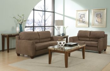 Milk Chocolate Microfiber Modern Living Room w/Soft Back Pillows [HLS-U497]