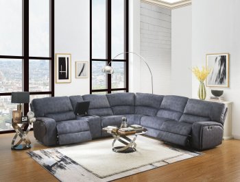 Saul Power Motion Sectional Sofa 53985 in Blue Denim by Acme [AMSS-53985-Saul Blue]