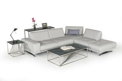 Spazio Sectional Sofa in Full Leather by VIG