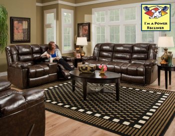 185500 Orleans Power Reclining Sofa in Walnut PU by Chelsea [CHFS-185500PWR Orleans Walnut]