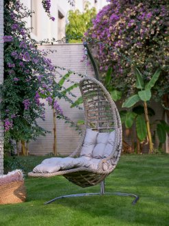 Fiona Relax Outdoor Hanging Lounge Chair in Cream by Bellona