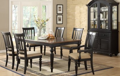 Antique Black Traditional Formal Dining Room w/Optional Items