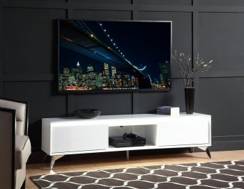 Raceloma TV Stand 91995 in White by Acme w/LED [AMTV-91995 Raceloma]