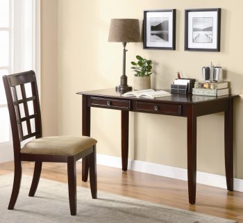 Rich Brown Cherry Finish Desk w/Two Storage Drawers & Chair [CROD-800780]