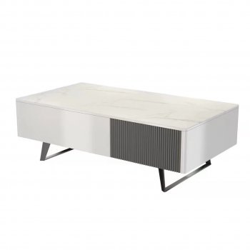 Jax Coffee Table in White by Beverly Hills [BHCT-Jax White]