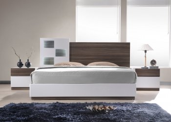 Sanremo A Bedroom in White & Walnut by J&M w/Optional Casegoods [JMBS-Sanremo A]