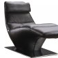 Black Leather Modern Chaise w/Removable Headrest & Metal Base