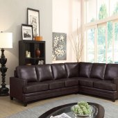 Bevin Sectional Sofa w/Sleeper 53380 in Espresso Leather Match