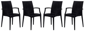 Weave Set of 4 Indoor/Outdoor Chairs MCA19BL -Black - LeisureMod [LMDC-MCA19BL-Weave Black]