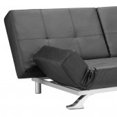 Black Leatherette Modern Convertible Sofa Bed with Folding Arms