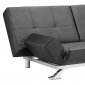 Black Leatherette Modern Convertible Sofa Bed with Folding Arms