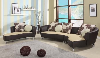 Two-Tone Bonded Leather & Fabric Modern Sectional Sofa [CYSS-Albany-Taupe]