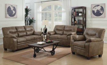 Meagan Sofa & Loveseat Set 506561 in Brown Microfiber by Coaster [CRS-506561-Meagan]