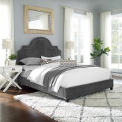 Primrose Upholstered Platform Queen Bed in Gray Velvet by Modway