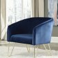 905452 Set of 2 Accent Chairs in Blue Velvet by Coaster